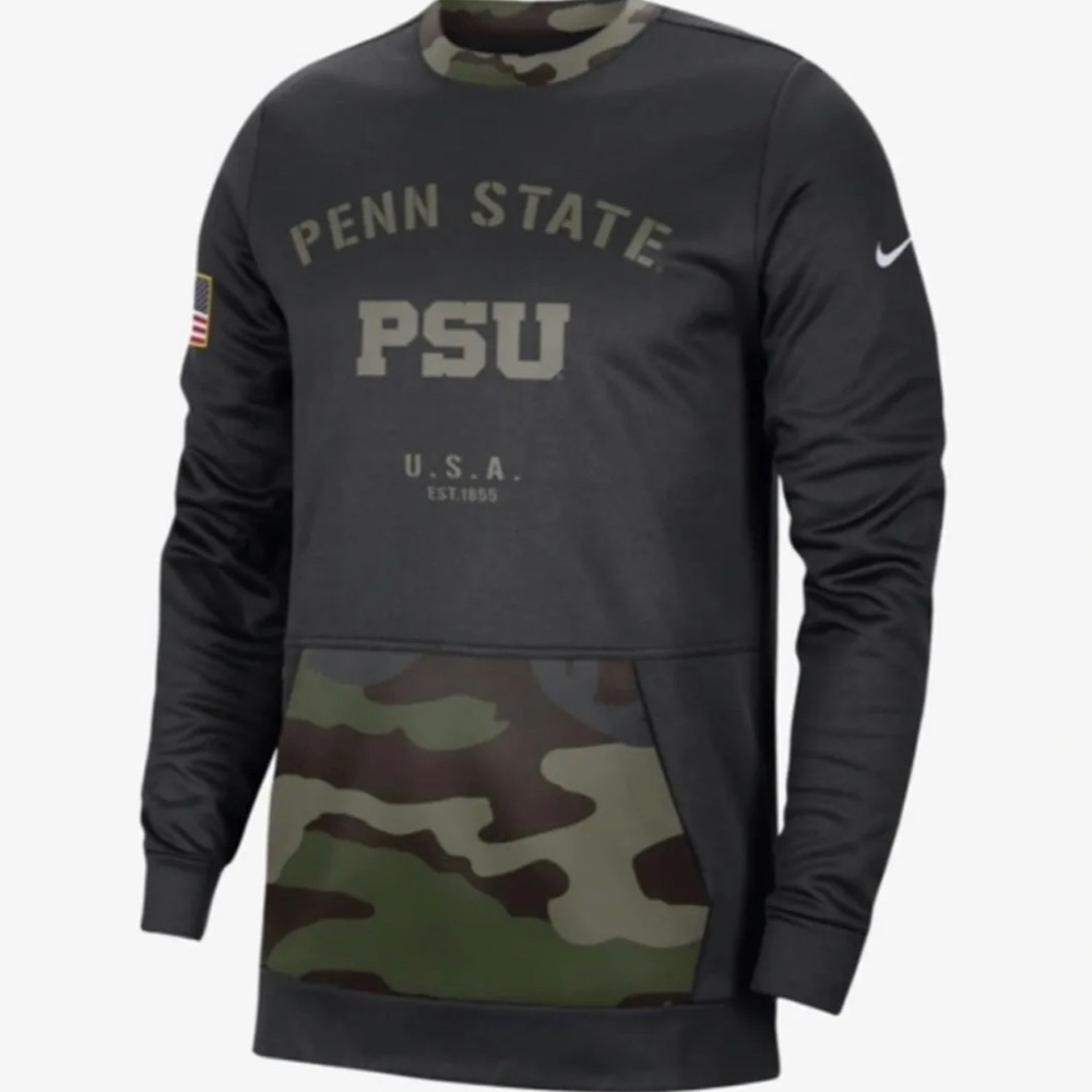 Nike Penn State Mens Nittany Lions On Field Sweatshirt Camo DD4318-010 PSU